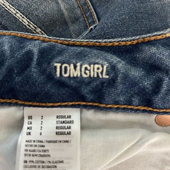 American Eagle Jeans Womens 2‎ Blue Tomgirl Relaxed Sloughy Fit Distress Destroy - Picture 6 of 8